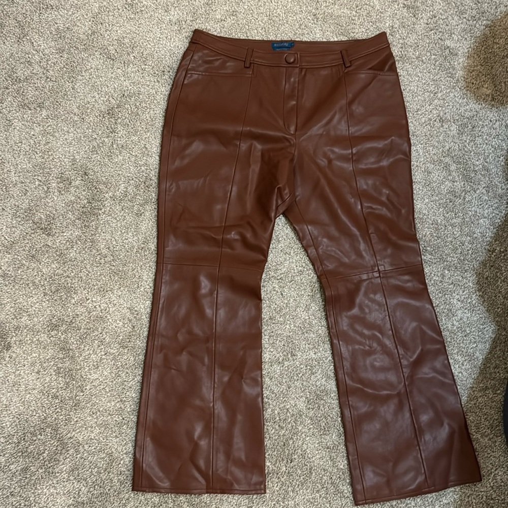 Women's Faux Leather Ankle Pants Biltmore by Belks - brown cinnamon